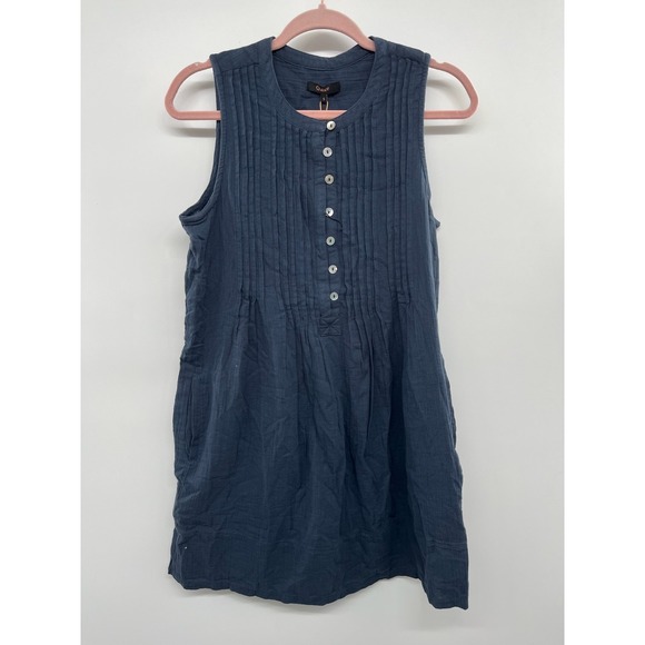 Quince Dresses & Skirts - NWT Quince Button-Front Shirt Dress Women's Small Blue Pleated Sleeveless Preppy